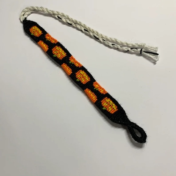 Handmade Woven Halloween Jack-O-Lantern Friendship Bracelet - Picture 3 of 3